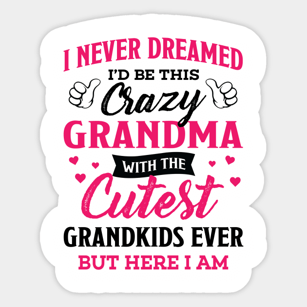 Grandma Gift - I Never Dreamed I’d Be This Crazy Grandma Sticker by BTTEES